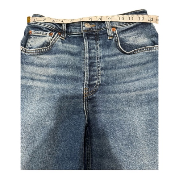 RE/DONE Wide Leg Jeans Women’s Size 24 Azzurro Raw Hem High Rise Blue Denim - Picture 3 of 10